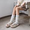 Calcetines trenzados para mujer otoño e invierno color sólido tejido funda para pierna marea ins Marrón vintage lana de pila calcetines funda para pierna Millennium