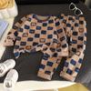 Conjunto de Roupa Íntima Infantil Outono e Inverno Bebê Lycra Algodão Roupas de Outono e Calça Comprida para Meninos e Meninas Roupa de Baixo Pijama Roupa de Casa Roupa Infantil