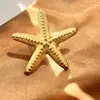 Anillos Transfronterizos Europeos y Americanos de Acero de Titanio Que No Se Desvanecen, con un Diseño Único y Exagerado, Sensación de Alta Gama, Flores, Hojas, Estrellas de Mar, Anillos de Acero Inoxidable para Mujer