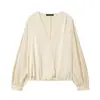 Para Comercio Exterior Europeo y Americano Transfronterizo Ropa de Mujer, Popular en Aliexpress, Estilo Otoño, Versátil, Fluida, Ceñida a la Cintura, Camisa de Manga Acampanada