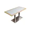 Mesa de Comedor de Pizarra con Borde Envuelto de Madera Maciza para Tiendas de Té con Leche y Cafeterías, Casas de Té, Restaurantes Chinos y Occidentales, Restaurantes de Hot Pot, Mesas y Sillas