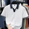 Venda Transfronteiriça Transmitida ao Vivo: Camisa Polo Casual Versátil de Verão Masculina com Gola Seagull e Mangas Curtas de Nylon para Homens de Meia-Idade