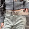 Cinto Americano Estilo Punk Resistente com Tachas de Estrela para Mulheres com Design Único, Cinto de Camurça com Fivela de Metal para Combinar com Jeans, Tendência