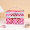 Bolsa de maquillaje transparente de PVC con puntos de doble capa, bolsa de aseo portátil impermeable para viajes, bolsa de almacenamiento de cosméticos