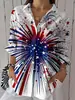 Amazon Aliexpress Y2 Camisa Cardigan de Manga Larga con Estampado de Bandera del Día de la Independencia Europea y Americana de Venta Caliente para Mujer