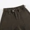 Calça Sabre de Veludo Cotelê Retrô Cor de Café Feminina 2026 Outono/Inverno Nova Cintura Alta Roupa Externa Veludo Cotelê Listrado Calça Casual de Pernas Largas