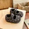 Birkenstocks de Lã com Bolinhas Meninas 2026 Novo Outono/Inverno Meninas Princesa Dois Sapatos de Algodão Mais Veludo Sapatos Peludos Infantis