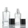 Botella de perfume de vidrio de 30 ml, botella vacía recargable de vidrio para perfume de alta gama, botella de spray cosmético transparente de fondo grueso de 15 ml