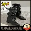 Botas curtas emagrecedoras, nova coleção outono 2026 feminina, estilo retrô, com design que aumenta a altura, saltos grossos, detalhes de fivela, bico fino e comprimento até a panturrilha