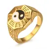 Aliexpress Ebay Fuente de Mercancías para Comercio Exterior Estilo Étnico Estilo Chino Retro Goteo de Aceite Yin-Yang Bagua Anillo para Hombre Fabricante Mayorista