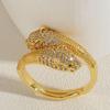 Anillo ajustable abierto con diseño de serpiente y circonitas de diamante retro transfronterizo, estilo femenino, con diseño de gota de aceite de leopardo, joyería