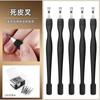 Ferramentas para Nail Art Coreano Pele Morta Garfo Esfoliante e Empurrador Dupla Função Profunda em V Afiado Aparar e Esfoliante Farpado Faca de Empurrar