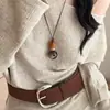 Nuevo Collar con Colgante Redondo Hueco de Resina Estilo Chino Cadena para Suéter Estilo Étnico Retro Collar Versátil de Moda Personalizado para Mujer