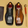 Zapatos de boda hechos a mano para hombre, zapatos formales de cuero para negocios, cuero genuino, estilo británico, lujo ligero, puntera ancha, zapatos de hombre de alta gama