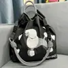 Bolsa de Lona Bordada Ecológica Grande Capacidade Nylon Transversal Tote Bolsa de Ombro para o Dia a Dia Compras Bolsa Tote