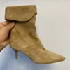 Zapatos de Mujer de Moda 2026: Botines de Tacón Aguja con Punta Fina Terrace Breeze, Botas Plisadas Medela para Mujer, Botas de Moda de Tacón Alto