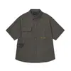 Camisa de Manga Corta de Color Sólido Estilo Retro Americano para Hombre Estilo Japonés Atractiva Moderna Ropa de Trabajo Camisa de Manga Corta Marca de Moda Ropa Exterior