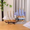 Velero Pequeño Pintado Creativo Decoraciones para el Hogar Velero de Madera Hecho a Mano Maquetas Artesanales Adornos Pequeños para Vestir Pasteles