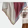 Pañuelo cuadrado de 90 cm a dos tonos, doble cara, con lunares rojos para mujer, bufanda chal de terciopelo de seda sintética para otoño e invierno, regalo para mamá