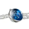 Collar de 12 Constelaciones Plata Bola de Cristal Azul de Constelación Colgante Joyería de Pareja para Hombres y Mujeres Regalo de Cumpleaños para Estudiantes Niños