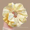 Impresionante Scrunchie de Cuadros Florales Amarillos para Mujer, Nuevo Estilo 2026, Goma de Pelo de Alta Gama para Peinados de Moño