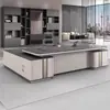 Mesa de escritório luxuosa e sofisticada, mesa executiva simples e moderna, conjunto multifuncional de mesa e cadeira de alta qualidade para chefe