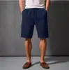 Pantalones Cortos de Verano Transfronterizos con Cordón en la Cintura de Tira Pierna Recta Color Sólido Transpirables Diarios de Playa Casuales de Cinco Puntos