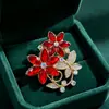 Broche Bordado Pesado Flor Hoja Flor para Mujer Siete Colores Corte Marqués Pedrería Adorno de Pecho Lujo Ligero Traje Abrigo Chal Corsage Mayoreo