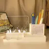 Nuevo portalápices 3D luz nocturna USB calendario para oficina en casa rotulación creativa regalo adornos de regalo luz nocturna