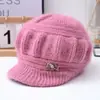 Chapéus de Inverno para Mulheres, Novos Chapéus de Lã Versáteis, Chapéus de Tricô para Mães de Meia-Idade e Idosas, Chapéus Quentes Espessos de Veludo para Mulheres