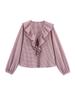 2025 Camisa de Cuadros Estilo Europeo y Americano Transfronterizo con Cuello de Muñeca para Mujer Primavera Diseño Francés Nicho Camisa de Manga Larga Top