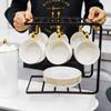 Estilo Europeo Pequeño Lujo Phnom Penh Juego de Tazas de Café Cerámica Taza Hogar Simple Juego de Té de la Tarde Juego de 6 Piezas con Portavasos