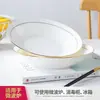 Estilo Luxo Leve Prato de Cerâmica Phnom Penh Jingdezhen Branco Puro Prato de Cerâmica Doméstico Prato Fundo para Sopa Prato de Porcelana Óssea