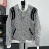 Jaqueta Tendência Estilo Chanel para Homens e Mulheres, Jaqueta de Baseball Tecida Bordada de Bolinhas da Primavera, Estilo Casal, Peça Superior Estilo Relaxado