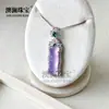 Colgante de Calcedonia Verde Claro Tipo Hielo Incrustada Plateada al Por Mayor Estilo de Moda, Cadena para Suéter de Ágata Color Jade de Lujo Ligero