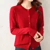 Cardigan de Tricô Fino com Gola Redonda Soltinho Feminino Novo Estilo Primavera e Verão, Casaco Suéter Retrô Macio Estilo Preguiçoso Outono