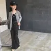 Pantalones de campana florales estilo coreano nuevos para otoño 2026 para niñas, pantalones de pierna ancha holgados de cintura alta para adelgazar para niñas en primavera y otoño
