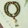 Pulseira DIY de Sândalo Verde com Vagem de Lótus Pulseira Artística de Casal Presente Pulseira de Círculo Duplo