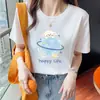 Camiseta de Manga Corta de Algodón Puro para Mujer 2025 Nuevo Diseño Casual Holgada de Media Manga Camiseta Básica