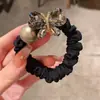 Elegante Scrunchie Negro Plisado con Aleación de Alta Elasticidad para el Cabello, Sencillo Sujetador de Cola de Caballo, Banda para Moño