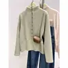 Camiseta Básica de Media Cuello Alto con Botones para Mujer en Otoño e Invierno Nueva Camiseta de Manga Larga Suelta Engrosada de Imitación Cachemir