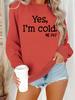 Suéter con cuello redondo y forro polar para mujer de Amazon, otoño e invierno, con estampado de SÍ, IM COID, comercio exterior, estallido
