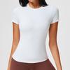 Camiseta Deportiva de Manga Corta con Hombro Normal para Mujer Caijue, Top de Fitness de Ajuste Delgado de Alta Elasticidad, Top de Yoga con Sensación de Casi Nada