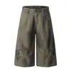 OREETA Monos Cortos Teñidos a Mitad Estilo Vintage Americano Marca de Moda Urbana para Hombres y Mujeres Cintura Alta Pierna Ancha Pantalones Cortos Casuales Hechos a Medida