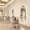 Espejo de Barbería Espejo de Salón Estación de Espejo Espejo de Pared Sencillo para Cortar el Cabello Estación de Espejo de Piso Espejo Ovalado