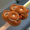 Pantuflas de algodón para niños estilo dona, para otoño e invierno, unisex, cálidas y con forro de felpa, para usar en interiores, a juego para padres e hijos, y pantuflas para bebé con talón cerrado.