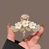 Borla de Flor Dulce para Cabello Semi-Recogido Pasador de Jazmín para Mujer Pinza de Garra para Cola de Caballo Alta Clip de Tiburón Fijo Anticolapso Parte Posterior de la Cabeza