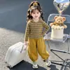 Conjunto Casual para Niña Estilo Primavera y Otoño Moda Sudadera con Capucha de Rayas y Pantalones de Chándal Set de Dos Piezas Ropa de Otoño para Bebé