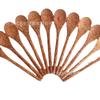 Cuchara Tenedor de Madera Biodegradable Japonesa de Coco Cuchara Tenedor Tazón de Cereales de Madera Creativo Tazón de Coco Venta al por Mayor Transfronteriza Cuchara de Tronco