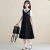Vestido de dos piezas falsas para niña Verano Nuevo Estilo Vestido de princesa estilo niña Verano Niños medianos y mayores Falda estilo universitario